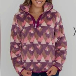 SIMPLY SOUTHERN | Y NECK PLUSH SHERPA QUARTER ZIP PULL OVER